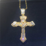 Big Cross Pendant 5A Zircon Cz 925 Sterling Silver Wedding Jewelry