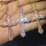 Big Cross Pendant 5A Zircon Cz 925 Sterling Silver Wedding Jewelry
