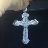 Big Cross Pendant 5A Zircon Cz 925 Sterling Silver Wedding Jewelry