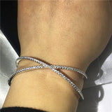925 Sterling Silver Zircon Stone Cuff Bracelet for Women