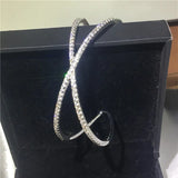 925 Sterling Silver Zircon Stone Cuff Bracelet for Women