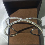 925 Sterling Silver Zircon Stone Cuff Bracelet for Women