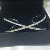 925 Sterling Silver Zircon Stone Cuff Bracelet for Women