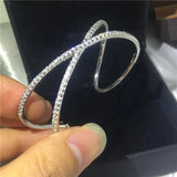 925 Sterling Silver Zircon Stone Cuff Bracelet for Women