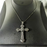 Zircon CZ Filled 925 Silver Cross Pendant with Necklace for Women Men