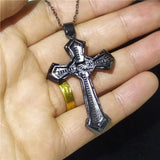 Zircon CZ Filled 925 Silver Cross Pendant with Necklace for Women Men
