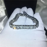 Princess Cut AAAAA Zircon CZ Silver Bracelet for Women