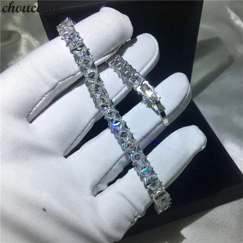 Princess Cut AAAAA Zircon CZ Silver Bracelet for Women