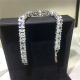 Princess Cut AAAAA Zircon CZ Silver Bracelet for Women