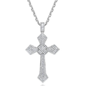 Sterling Silver Zircon CZ Cross Pendant Necklace for Wedding