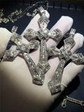Sterling Silver Zircon CZ Cross Pendant Necklace for Wedding