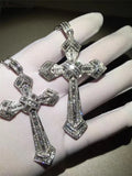 Sterling Silver Zircon CZ Cross Pendant Necklace for Wedding