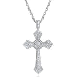 Sterling Silver Zircon CZ Cross Pendant Necklace for Wedding