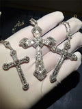 Sterling Silver Zircon CZ Cross Pendant Necklace for Wedding