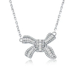 Bowknot Pendant CZ 925 Sterling Silver Necklace