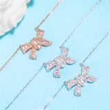 Bowknot Pendant CZ 925 Sterling Silver Necklace
