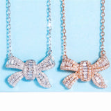 Bowknot Pendant CZ 925 Sterling Silver Necklace