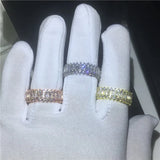 Tennis Ring AAAAA CZ Stone Wedding Band Rings for Couple
