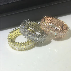 Tennis Ring AAAAA CZ Stone Wedding Band Rings for Couple