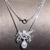 Flower Pendant CZ 925 Silver Necklace for Women