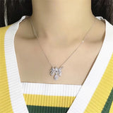 Flower Pendant CZ 925 Silver Necklace for Women