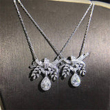 Flower Pendant CZ 925 Silver Necklace for Women
