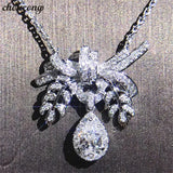 Flower Pendant CZ 925 Silver Necklace for Women