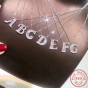 925 Silver 26 Letters Cz Birthday Name Pendant Necklace for Women