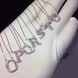 925 Silver 26 Letters Cz Birthday Name Pendant Necklace for Women