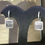T Shape Zircon Sterling Silver Dangle Earrings