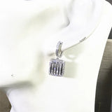T Shape Zircon Sterling Silver Dangle Earrings