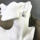 T Shape Zircon Sterling Silver Dangle Earrings