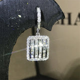 T Shape Zircon Sterling Silver Dangle Earrings