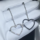 Heart Love Drop Earrings 925 Silver Bridal Jewelry
