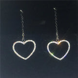 Heart Love Drop Earrings 925 Silver Bridal Jewelry