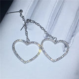 Heart Love Drop Earrings 925 Silver Bridal Jewelry