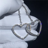 Heart Love Drop Earrings 925 Silver Bridal Jewelry