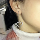 Heart Shape Drop Earrings with AAAAA Zircon CZ 925 Sterling Silver