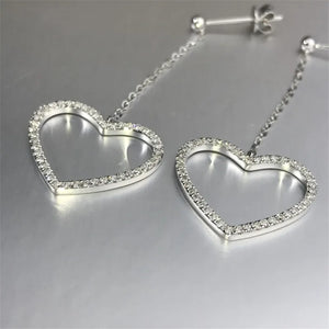 Heart Shape Drop Earrings with AAAAA Zircon CZ 925 Sterling Silver