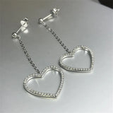 Heart Shape Drop Earrings with AAAAA Zircon CZ 925 Sterling Silver