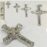 Long CZ Cross Pendant 925 Sterling Silver Chain Necklace