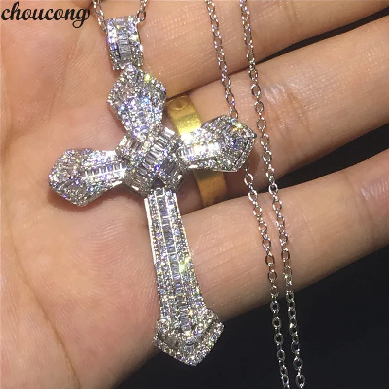 Big Zircon Cz 925 Silver Wedding Necklace