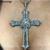 Sterling Silver Long Cross Pendant Necklace for Women Men