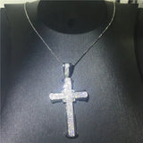 Cz Pave Cross Pendant 925 Sterling Silver Necklace Jewelry