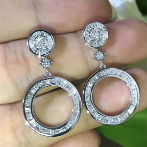 Zircon Cz 925 Silver Dangle Earrings for Women Party