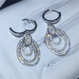 Pave Setting Zircon 925 Silver Drop Earrings