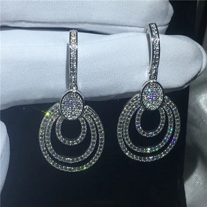 Pave Setting Zircon 925 Silver Drop Earrings