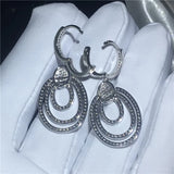Pave Setting Zircon 925 Silver Drop Earrings