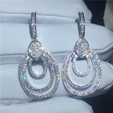 Pave Setting Zircon 925 Silver Drop Earrings