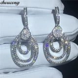 Pave Setting Zircon 925 Silver Drop Earrings